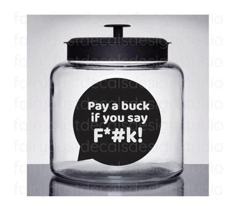 Swear Jar Decal, Glass Canister Vinyl Label, pay per curse word, potty ...