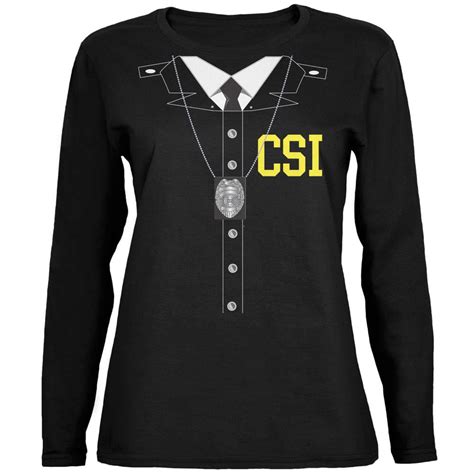 Halloween Crime Scene Investigator Costume Black Womens Long Sleeve T ...