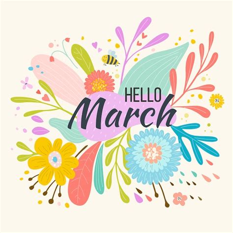 Free Vector | Hand drawn hello march banner or background