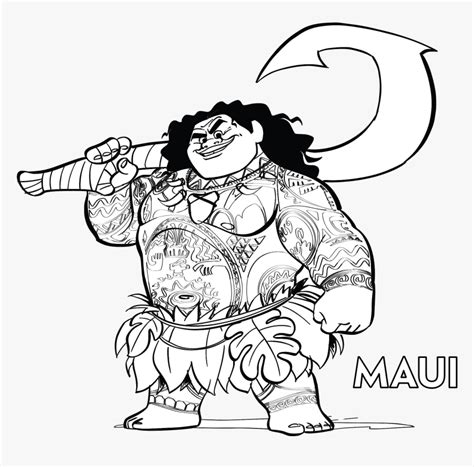 Transparent Moana Pua Clipart - Maui's Hook Moana Colouring Page, HD ...