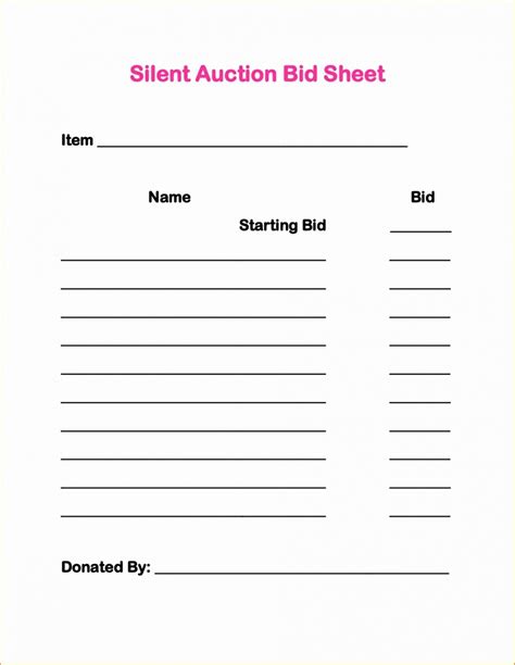 Free Printable Silent Auction Bid Sheets - Free Printable