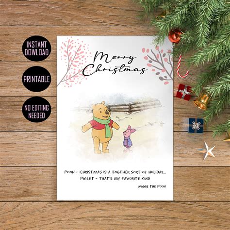 Winnie the Pooh Christmas Card Pooh and Piglet Card - Etsy