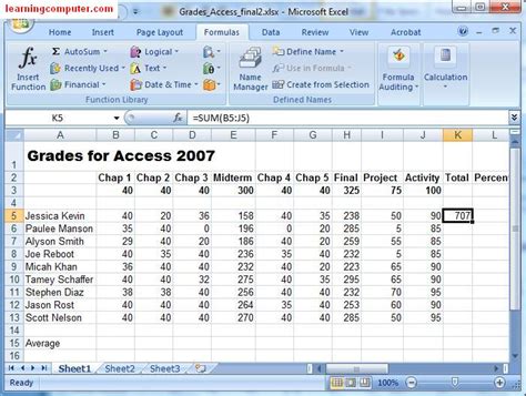 Microsoft Excel 2007 – Formulas Tab | Softknowledge's Blog