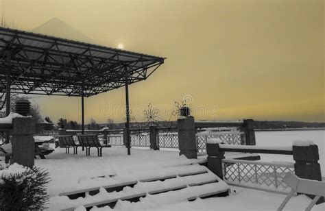 Winter Landscape on the Edge of Lake Memphremagog Stock Image - Image ...