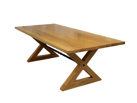 Custom Rustic Wood Dining Table - Farmer Table - X Joint Legs with Twisted Steel Bar | Wood ...
