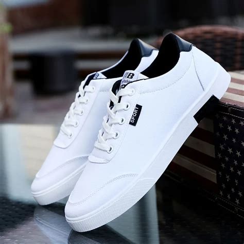 Sports Shoes Man Flat Sneakers Canvas Shoes Boys Trend White Shoes Breathable College Wind ...