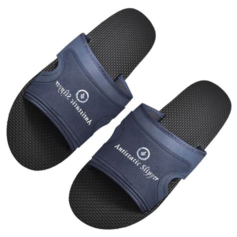 indoor slippers unisex Navy Blue Foam Anti Slip Antistatic ESD Slippers for Men-in Slippers from ...