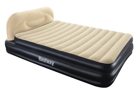 Bestway Airbeds Flocked Cornerstone Quick Inflation Indoor Air Mattress with Built-In Pump ...