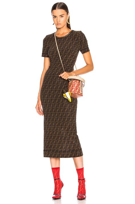 Fendi Logo Print Midi Dress | Lyst