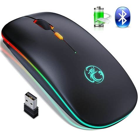 2021 Dual Mode 2.4G Mouse Wireless Computer Bluetooth 5.0 USB Rechargeable Silent RGB Ergonomic ...