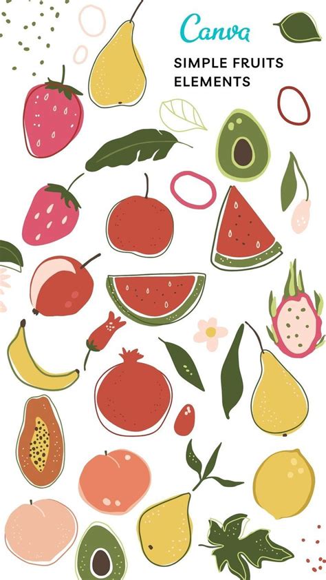 Cartoon fruit drawing vector fruits element | Fruits drawing, Fruit ...