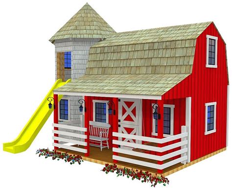 The Red Barn & Silo | Kid's Playhouse Plan | Play houses, Build a playhouse, Playhouse plan