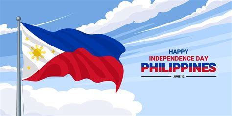 Philippines Independence Day banner design, the flag of the Philippines fluttering against a ...