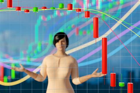 3D Chart with a Downward Trend. Candlestick Chart with Indicators Stock Image - Image of ...