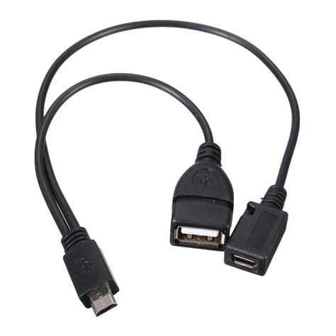 2x OTG Micro USB Male to Female +USB Female Adapter Y Splitter Cable ...