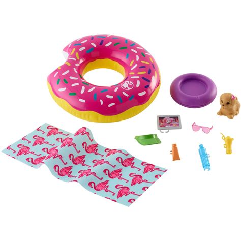 Barbie Outdoor Furniture Pool Party Accessories Set with Puppy - Walmart.com