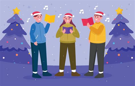 Choir of People Singing Christmas Carol Concept 4569343 Vector Art at ...