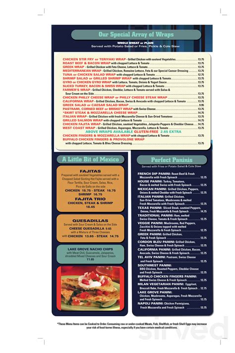 Lake Grove Diner menu in Lake Grove, New York, USA