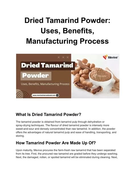 PPT - Dried Tamarind Powder_ Uses, Benefits, Manufacturing Process ...