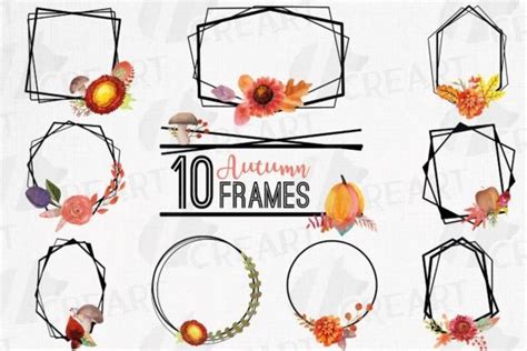 Fall Color Floral Geometric Black Frames Graphic by CreartGraphics · Creative Fabrica