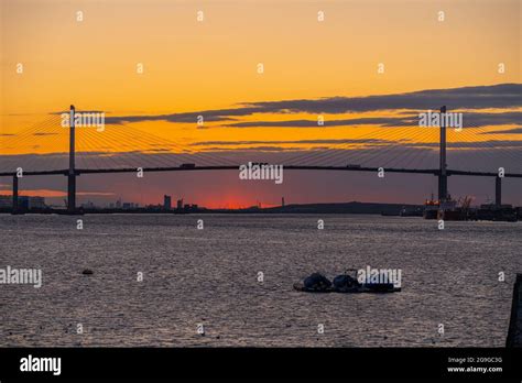 The Dartford Bridge across the Thames between Dartford and Thurrock at ...