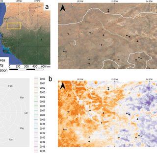 (a) Map of Senegal, with the study area highlighted in yellow [54]. (b ...