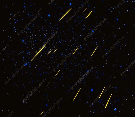 Coloured photograph of Leonid meteor shower - Stock Image - R305/0073 ...