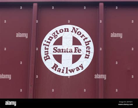 The Burlington Northern and Santa Fe Railway (BNSF) logo on railroad ...