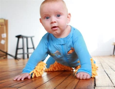 A Handy Baby Mop Onesie That Helps Clean the Floor