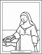 Nun Coloring Page Benedictine Carmelite Dominican Nuns sketch template