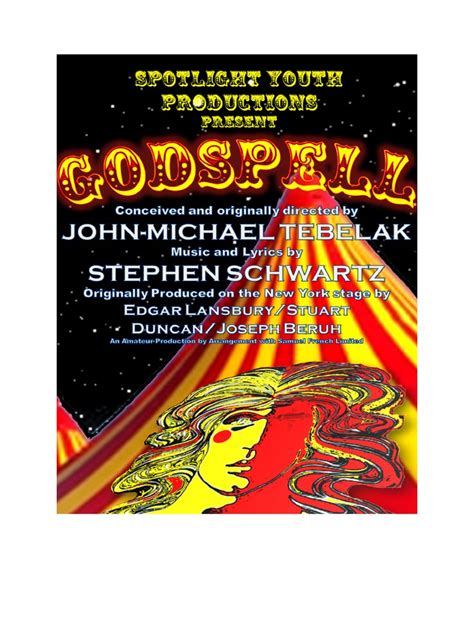 Godspell Script | PDF | Religious Belief And Doctrine | Religion And Belief