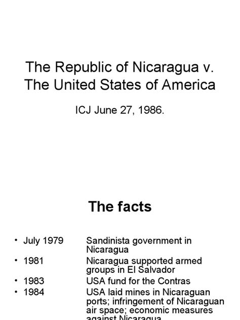 The Republic of Nicaragua v. The United States of America: ICJ June 27, 1986 | PDF ...