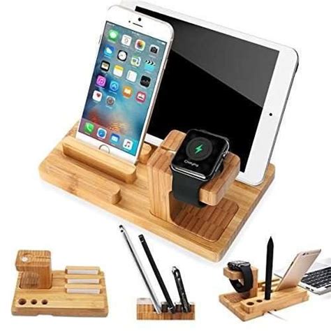 Natural Bamboo Wood Apple Watch iPad Charging Stand | Apple watch ...