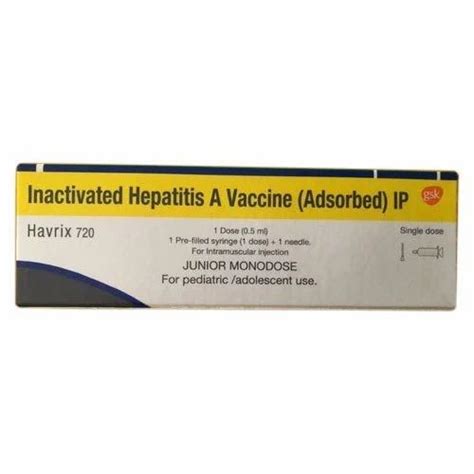 Havrix 720 Junior Monodose Vaccine, Box, Prescription at ₹ 550/piece in ...