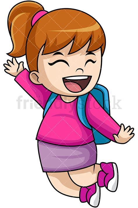 Happy Girl School Student Cartoon Vector Clipart - FriendlyStock