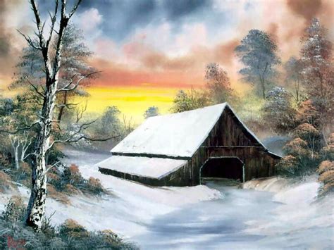 Barn at Sunset ~ Bob Ross | Bob ross paintings, Bob ross art, Bob ross