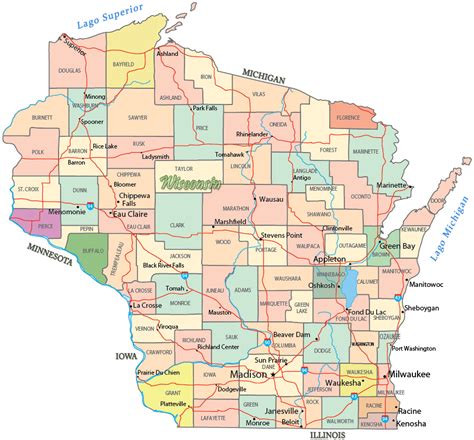 Mapa Político de Wisconsin