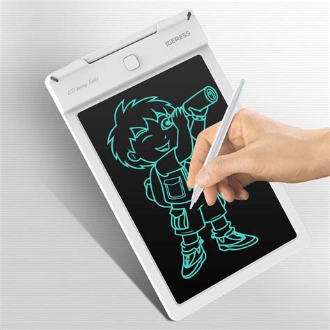 IGERESS Newest White 9 inch LCD Writing Tablet Electronic Writing Board Digital Drawing Board ...