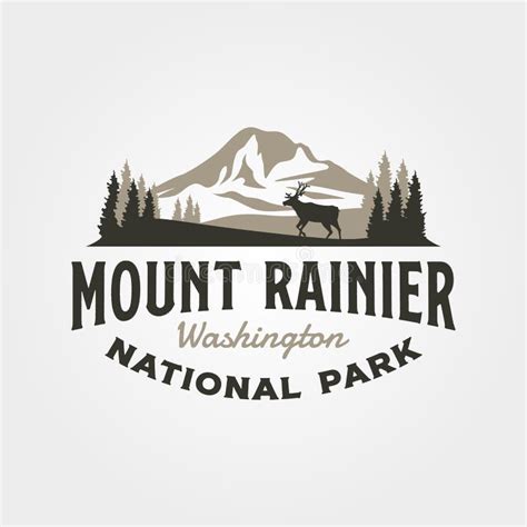 Mount Rainier Vintage Logo Vector Illustration Design, Adventure Travel Logo Design Stock Vector ...