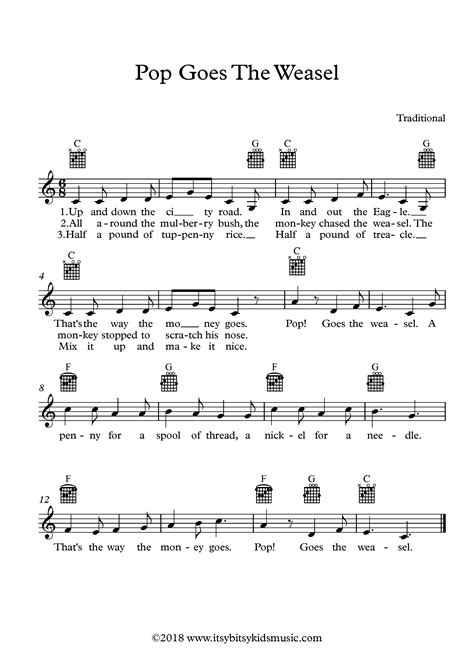 Pop Goes The Weasel Sheet Music With Chords And Lyrics