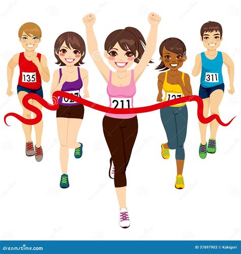 Female Marathon Winner stock vector. Illustration of success - 37897903