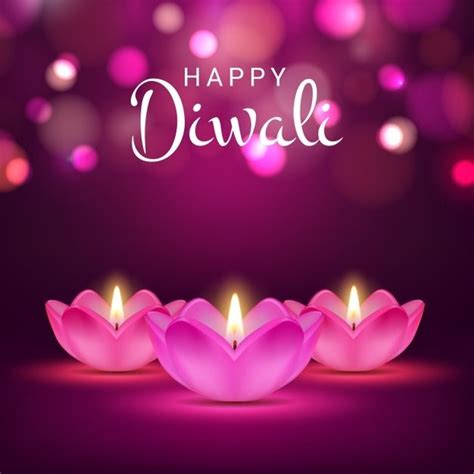 Happy Diwali Poster, Indian Festival Of Lights, Hindu Deepavali Holiday Card With Realistic ...