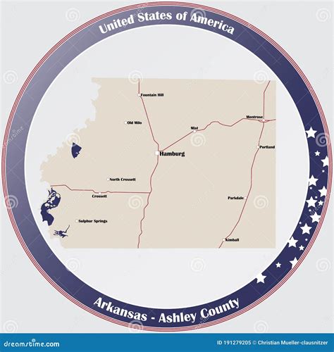 Arkansas: Ashley County Map Vector Illustration | CartoonDealer.com ...