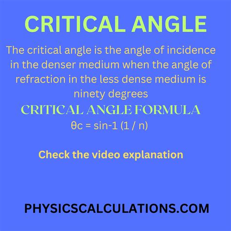 What is Critical Angle and its Formula?