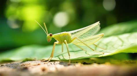 Premium AI Image | Grasshopper at Rest on a Leaf