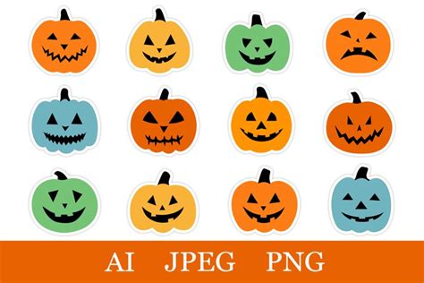 Scary pumpkin stickers. Halloween pumpkin stickers printable