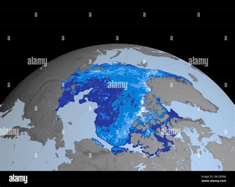 Autumn Arctic sea ice thickness, 2007. This image is part of a sequence ...