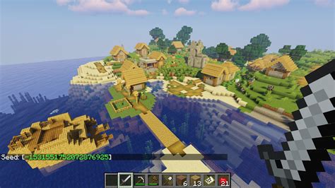 Village at spawn with blacksmith and a (mostly) above water shipwreck ...