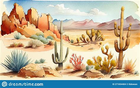 Desert Cactus Illustration, Made with Generative AI Stock Illustration ...