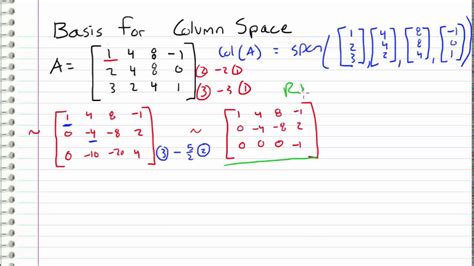 Linear Algebra - 19 - Basis for Column Space - YouTube